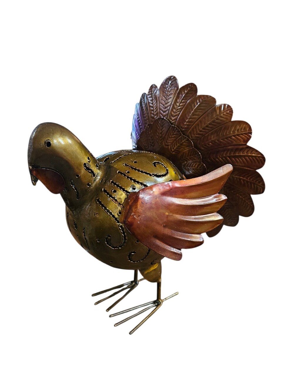 Copper Turkey Lantern Decor Holds Tea Light Handmade